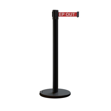 MONTOUR LINE Retractable Belt Rolling Stanchion, 2.5ft Black Post  9ft. RDang..Belt ME630-BK-DANGERW-90